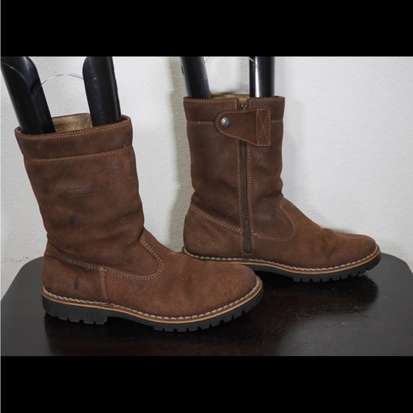 Men's Tecnica Brown Leather Suede Fleece Lined Mid-Calf Boots 9.5 - Picture 3 of 6